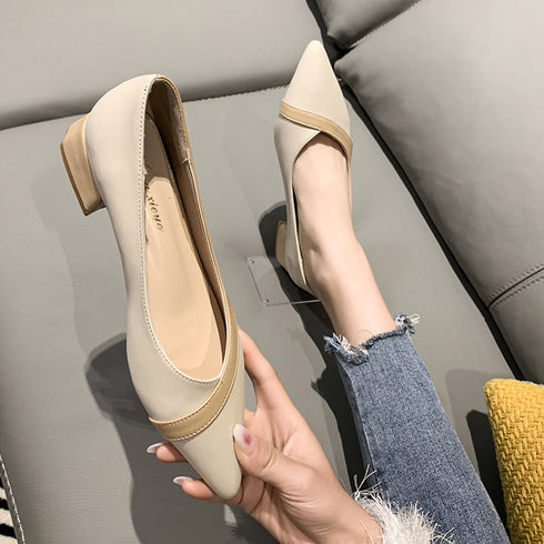 パンプス ポインテッドトゥ 配色 韓国 レディースシューズ ローヒールパンプス オフィスカジュアル 歩きやすい 大人美脚 通勤 OL パーティー おしゃれ靴 99GYXC-065