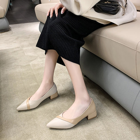 パンプス ポインテッドトゥ 配色 韓国 レディースシューズ ローヒールパンプス オフィスカジュアル 歩きやすい 大人美脚 通勤 OL パーティー おしゃれ靴 99GYXC-065
