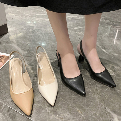 パンプス ポインテッドトゥ 太ヒール レディース 靴 ミドルヒール 合皮 履きやすい 美脚 きれいめ カジュアル おしゃれ 疲れにくい 大人 通勤 オフィス 99GYXC-066