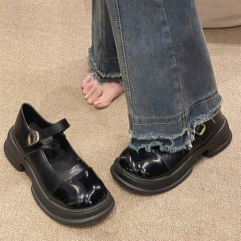 厚底ローファー レディース 韓国 学院風 ドレスシューズ 美脚 厚底靴 レザー調 可愛い 通学 疲れにくい 歩きやすい おしゃれ 快適 ボリュームソール 99GYXC-068