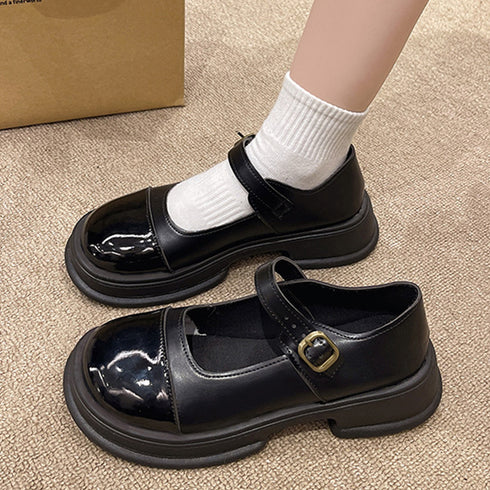 厚底ローファー レディース 韓国 学院風 ドレスシューズ 美脚 厚底靴 レザー調 可愛い 通学 疲れにくい 歩きやすい おしゃれ 快適 ボリュームソール 99GYXC-068