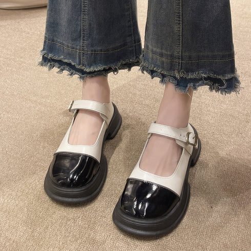 厚底ローファー レディース 韓国 学院風 ドレスシューズ 美脚 厚底靴 レザー調 可愛い 通学 疲れにくい 歩きやすい おしゃれ 快適 ボリュームソール 99GYXC-068