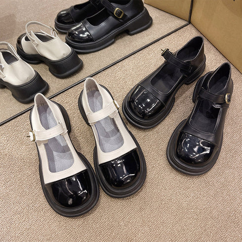 厚底ローファー レディース 韓国 学院風 ドレスシューズ 美脚 厚底靴 レザー調 可愛い 通学 疲れにくい 歩きやすい おしゃれ 快適 ボリュームソール 99GYXC-068