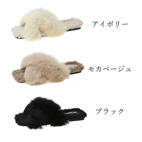 ファーサンダル レディース スリッパ サンダルスリッパ もこもこ フェイクファー フラットサンダル ぺたんこ 履きやすい 美脚 カジュアル お洒落 暖かい 99GYXC-070