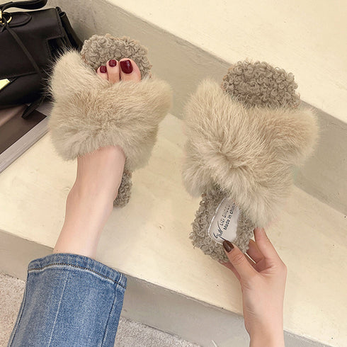 ファーサンダル レディース スリッパ サンダルスリッパ もこもこ フェイクファー フラットサンダル ぺたんこ 履きやすい 美脚 カジュアル お洒落 暖かい 99GYXC-070