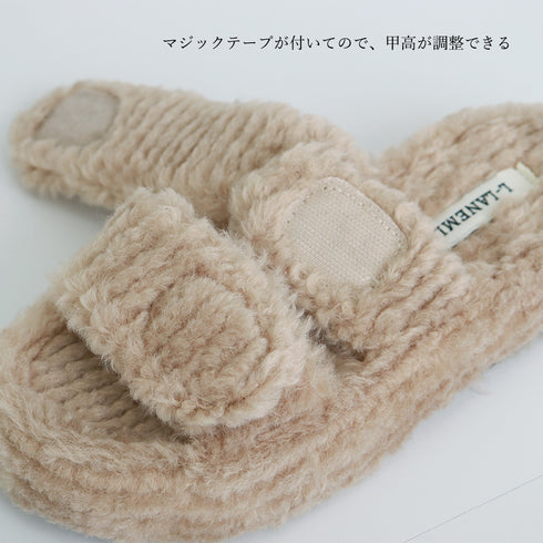 ファーサンダル レディース 厚底スリッパ ボリュームソール コンフォート 可愛い 暖かい おしゃれ フェイクファー ふわふわ ぺたんこ 靴 歩きやすい 99GYXC-071