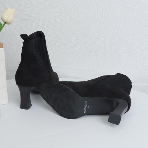 ショートブーツ レディース 通勤 韓国 ブーティー ショート丈 太ヒール スエード 秋冬 暖かい カジュアル おしゃれ シンプル 痛くない 99GYXC-072