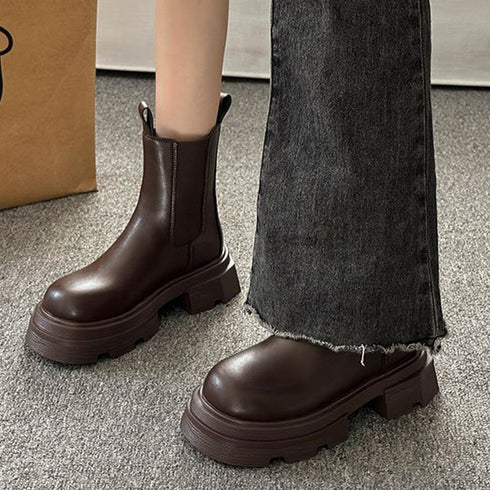 サイドゴアブーツ ショートブーツ 厚底 レディース ワークブーツ 美脚 ショート丈 カジュアル 疲れにくい 歩きやすい 靴 楽チン 通学 おしゃれ 秋冬 99GYXC-073