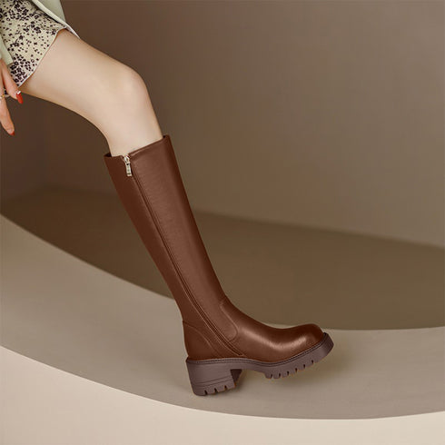 ロングブーツ 美脚ブーツ レディース チャンキーヒール ニーハイブーツ 膝下 ボリューム感 大人 オルチャン きれいめ シンプル 秋冬 人気 疲れにくい 韓国 99GYXC-075
