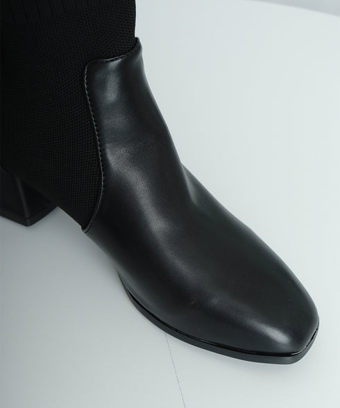 ショートブーツ レディース ブーティー シューズ 太ヒール 靴 スクエアトゥ ショート丈 秋冬 ワークブーツ オルチャン 疲れない おしゃれ ストレッチ 99GYXC-076