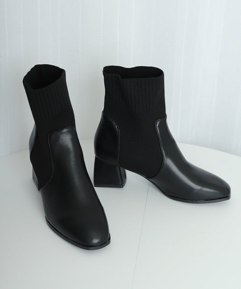 ショートブーツ レディース ブーティー シューズ 太ヒール 靴 スクエアトゥ ショート丈 秋冬 ワークブーツ オルチャン 疲れない おしゃれ ストレッチ 99GYXC-076