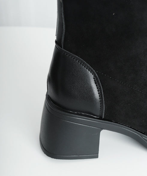 厚底ショートブーツ レディース靴 秋冬 5.5cm太ヒール スクエアトゥ 美脚ブーツ 歩きやすい 履きやすい おしゃれ 大人カッコイイ カジュアル オルチャン 99GYXC-077