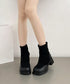 厚底ショートブーツ レディース靴 秋冬 5.5cm太ヒール スクエアトゥ 美脚ブーツ 歩きやすい 履きやすい おしゃれ 大人カッコイイ カジュアル オルチャン 99GYXC-077