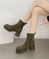 厚底ショートブーツ レディース靴 秋冬 5.5cm太ヒール スクエアトゥ 美脚ブーツ 歩きやすい 履きやすい おしゃれ 大人カッコイイ カジュアル オルチャン 99GYXC-077