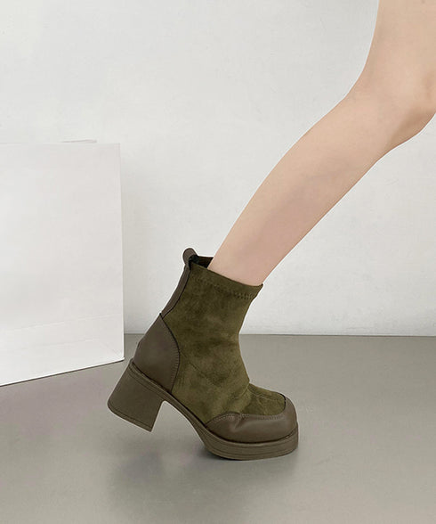 厚底ショートブーツ レディース靴 秋冬 5.5cm太ヒール スクエアトゥ 美脚ブーツ 歩きやすい 履きやすい おしゃれ 大人カッコイイ カジュアル オルチャン 99GYXC-077