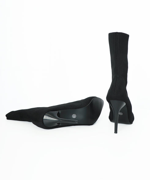 ショートブーツ ソックスブーツ 韓国 レディース ニットブーツ ポインテッドトゥ 9cmピンヒール シューズ 無地シンプル セクシー オフィス きれいめ 靴 99GYXC-078