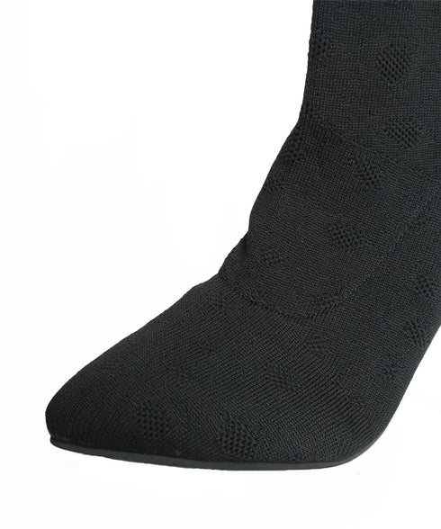 ショートブーツ ソックスブーツ 韓国 レディース ニットブーツ ポインテッドトゥ 9cmピンヒール シューズ 無地シンプル セクシー オフィス きれいめ 靴 99GYXC-078