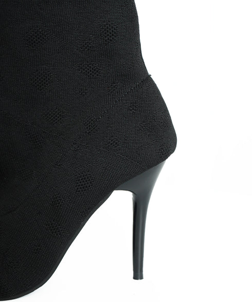 ショートブーツ ソックスブーツ 韓国 レディース ニットブーツ ポインテッドトゥ 9cmピンヒール シューズ 無地シンプル セクシー オフィス きれいめ 靴 99GYXC-078