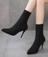 ショートブーツ ソックスブーツ 韓国 レディース ニットブーツ ポインテッドトゥ 9cmピンヒール シューズ 無地シンプル セクシー オフィス きれいめ 靴 99GYXC-078
