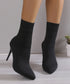 ショートブーツ ソックスブーツ 韓国 レディース ニットブーツ ポインテッドトゥ 9cmピンヒール シューズ 無地シンプル セクシー オフィス きれいめ 靴 99GYXC-078