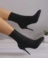 ショートブーツ ソックスブーツ 韓国 レディース ニットブーツ ポインテッドトゥ 9cmピンヒール シューズ 無地シンプル セクシー オフィス きれいめ 靴 99GYXC-078