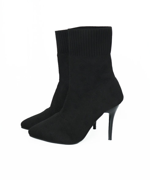 ショートブーツ ソックスブーツ 韓国 レディース ニットブーツ ポインテッドトゥ 9cmピンヒール シューズ 無地シンプル セクシー オフィス きれいめ 靴 99GYXC-078