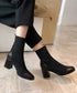 ソックス風ブーツ レディース 太ヒール ショートブーツ ショート丈 ミドルヒール 合皮 秋冬 ブラック 大人 オルチャン 疲れない おしゃれ 歩きやすい 99GYXC-081