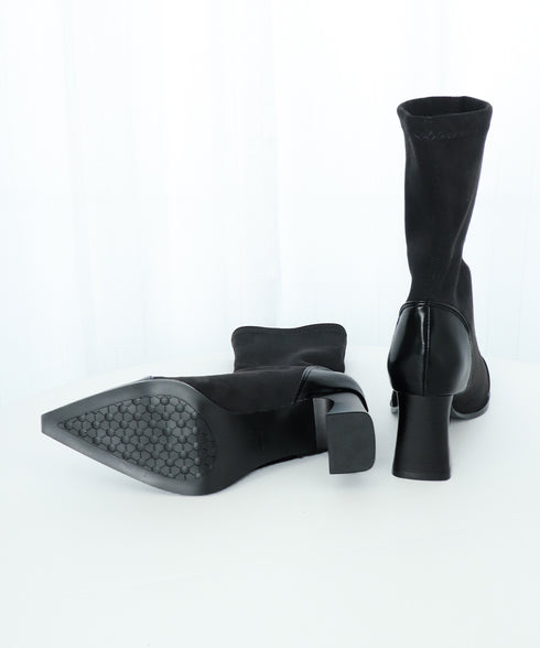 ショートブーツ ブーティー 秋冬 レディースシューズ 太ヒール ポインテッドトゥ 美脚 歩きやすい オフィスカジュアル きれいめ 上品 大人女性 99GYXC-082