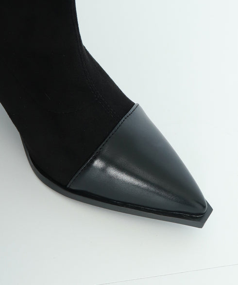 ショートブーツ ブーティー 秋冬 レディースシューズ 太ヒール ポインテッドトゥ 美脚 歩きやすい オフィスカジュアル きれいめ 上品 大人女性 99GYXC-082