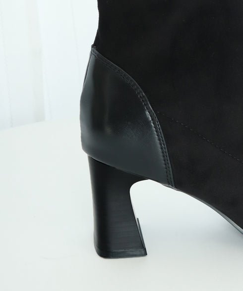 ショートブーツ ブーティー 秋冬 レディースシューズ 太ヒール ポインテッドトゥ 美脚 歩きやすい オフィスカジュアル きれいめ 上品 大人女性 99GYXC-082