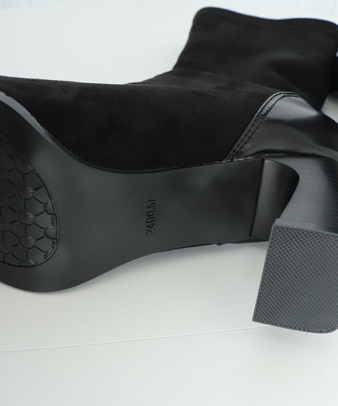 ショートブーツ ブーティー 秋冬 レディースシューズ 太ヒール ポインテッドトゥ 美脚 歩きやすい オフィスカジュアル きれいめ 上品 大人女性 99GYXC-082