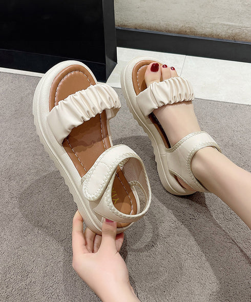 厚底 スポーツサンダル 美脚 夏靴韓国風 レディース ギャザー ベルトサンダル マジックテープ 履きやすい カジュアルシンプル コンフォート 疲れない靴 海ビーチ 99GYXC-085