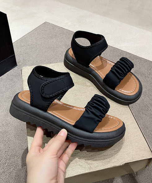 厚底 スポーツサンダル 美脚 夏靴韓国風 レディース ギャザー ベルトサンダル マジックテープ 履きやすい カジュアルシンプル コンフォート 疲れない靴 海ビーチ 99GYXC-085