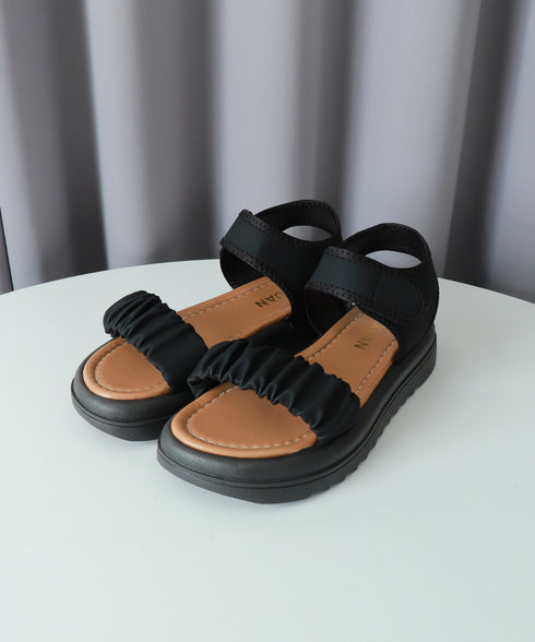 厚底 スポーツサンダル 美脚 夏靴韓国風 レディース ギャザー ベルトサンダル マジックテープ 履きやすい カジュアルシンプル コンフォート 疲れない靴 海ビーチ 99GYXC-085