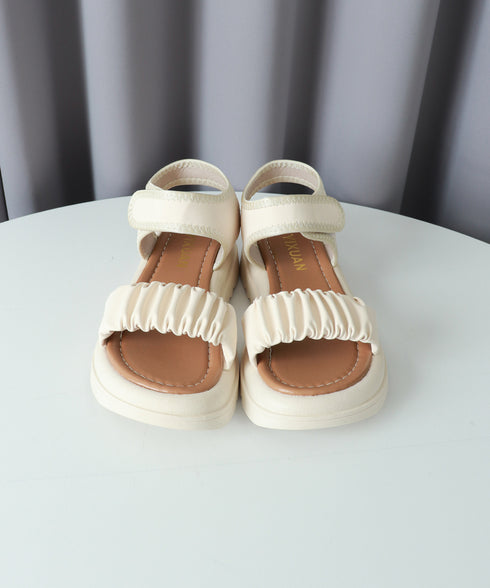 厚底 スポーツサンダル 美脚 夏靴韓国風 レディース ギャザー ベルトサンダル マジックテープ 履きやすい カジュアルシンプル コンフォート 疲れない靴 海ビーチ 99GYXC-085