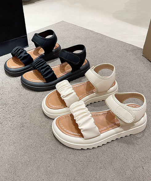 厚底 スポーツサンダル 美脚 夏靴韓国風 レディース ギャザー ベルトサンダル マジックテープ 履きやすい カジュアルシンプル コンフォート 疲れない靴 海ビーチ 99GYXC-085