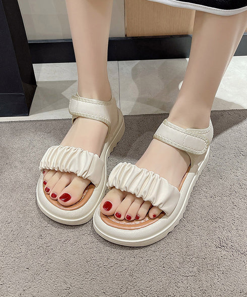 厚底 スポーツサンダル 美脚 夏靴韓国風 レディース ギャザー ベルトサンダル マジックテープ 履きやすい カジュアルシンプル コンフォート 疲れない靴 海ビーチ 99GYXC-085