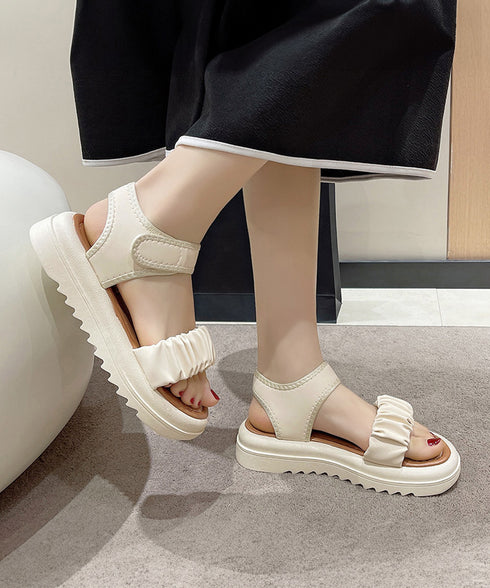 厚底 スポーツサンダル 美脚 夏靴韓国風 レディース ギャザー ベルトサンダル マジックテープ 履きやすい カジュアルシンプル コンフォート 疲れない靴 海ビーチ 99GYXC-085