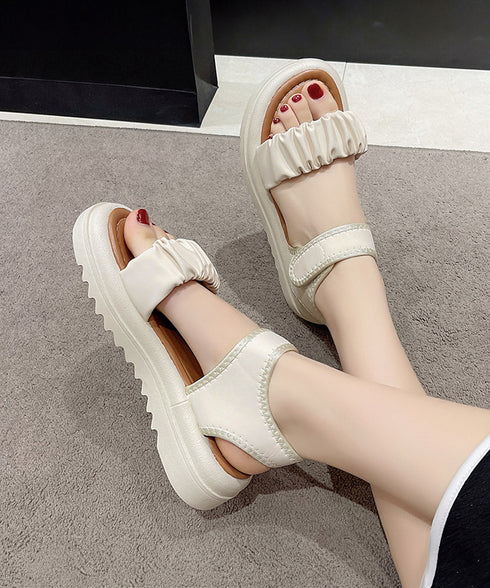 厚底 スポーツサンダル 美脚 夏靴韓国風 レディース ギャザー ベルトサンダル マジックテープ 履きやすい カジュアルシンプル コンフォート 疲れない靴 海ビーチ 99GYXC-085