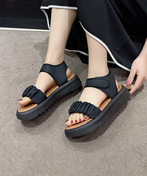 厚底 スポーツサンダル 美脚 夏靴韓国風 レディース ギャザー ベルトサンダル マジックテープ 履きやすい カジュアルシンプル コンフォート 疲れない靴 海ビーチ 99GYXC-085