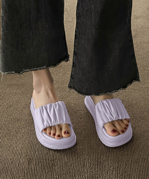 厚底サンダル ミュールサンダル 美脚 夏 レディース かかとなし フラットソール リゾートサンダル おしゃれ 履きやすい 疲れない ギャザー 旅行 楽ちん 99GYXC-087