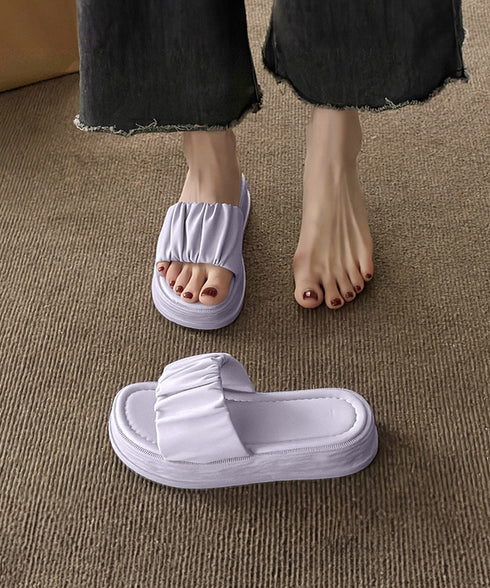 厚底サンダル ミュールサンダル 美脚 夏 レディース かかとなし フラットソール リゾートサンダル おしゃれ 履きやすい 疲れない ギャザー 旅行 楽ちん 99GYXC-087