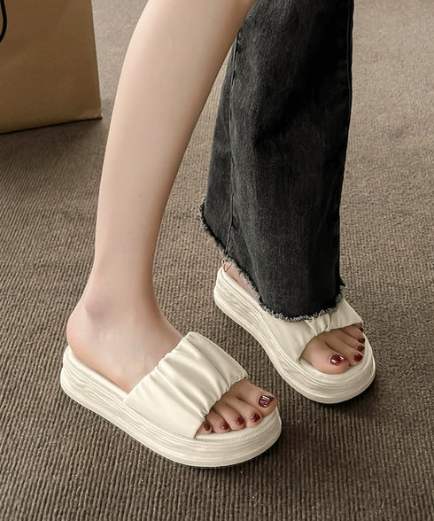 厚底サンダル ミュールサンダル 美脚 夏 レディース かかとなし フラットソール リゾートサンダル おしゃれ 履きやすい 疲れない ギャザー 旅行 楽ちん 99GYXC-087