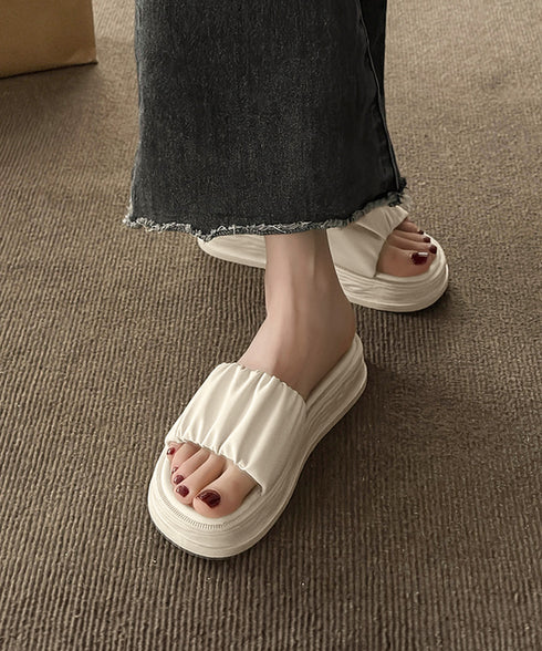 厚底サンダル ミュールサンダル 美脚 夏 レディース かかとなし フラットソール リゾートサンダル おしゃれ 履きやすい 疲れない ギャザー 旅行 楽ちん 99GYXC-087