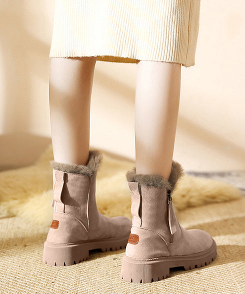 ファーブーツ 厚底 ショートブーツ 秋冬 レディース 裏起毛 ムートンブーツ あったか ワークブーツ 美脚 カジュアル 大人可愛い おしゃれ 通学 シンプル 靴 99GYXC-088