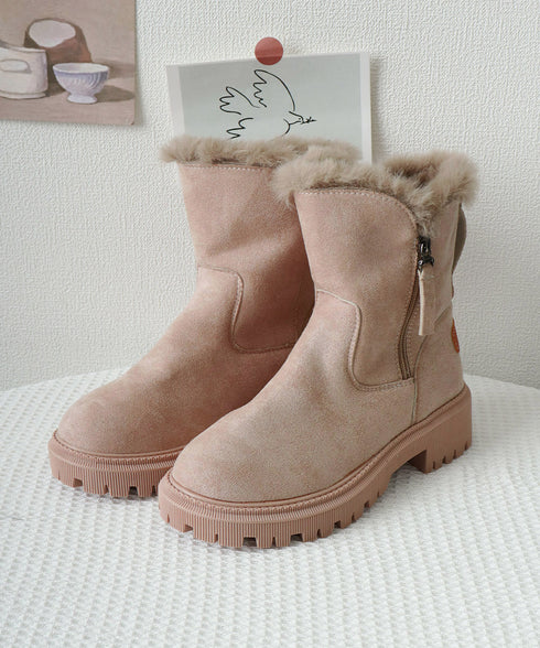 ファーブーツ 厚底 ショートブーツ 秋冬 レディース 裏起毛 ムートンブーツ あったか ワークブーツ 美脚 カジュアル 大人可愛い おしゃれ 通学 シンプル 靴 99GYXC-088