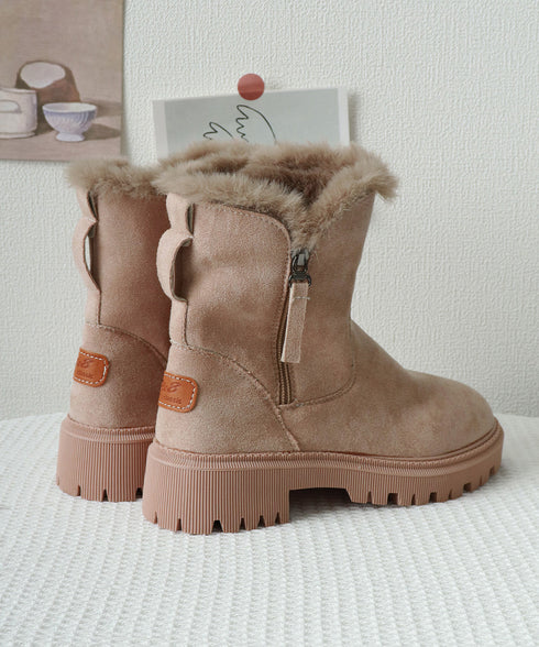 ファーブーツ 厚底 ショートブーツ 秋冬 レディース 裏起毛 ムートンブーツ あったか ワークブーツ 美脚 カジュアル 大人可愛い おしゃれ 通学 シンプル 靴 99GYXC-088
