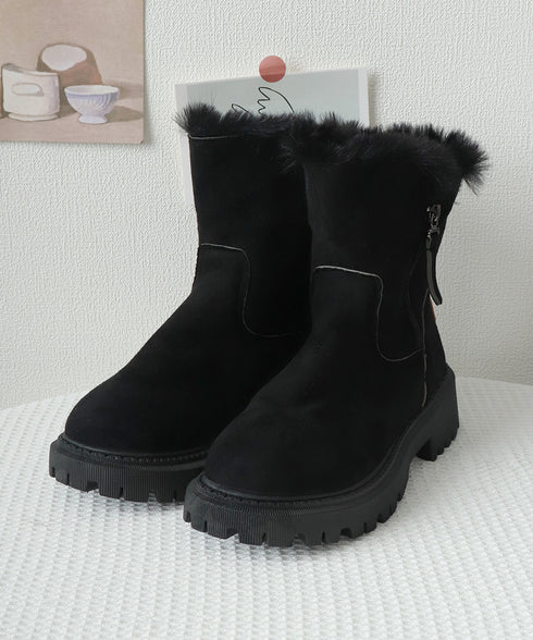 ファーブーツ 厚底 ショートブーツ 秋冬 レディース 裏起毛 ムートンブーツ あったか ワークブーツ 美脚 カジュアル 大人可愛い おしゃれ 通学 シンプル 靴 99GYXC-088