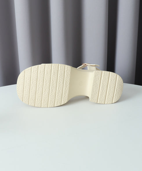 厚底サンダル 太ヒール 美脚 春夏 レディース アンクルストラップ チャンキーヒール スクエアトゥ ギャザー カジュアルきれいめ 大人可愛い ビーチサンダル 99GYXC-091