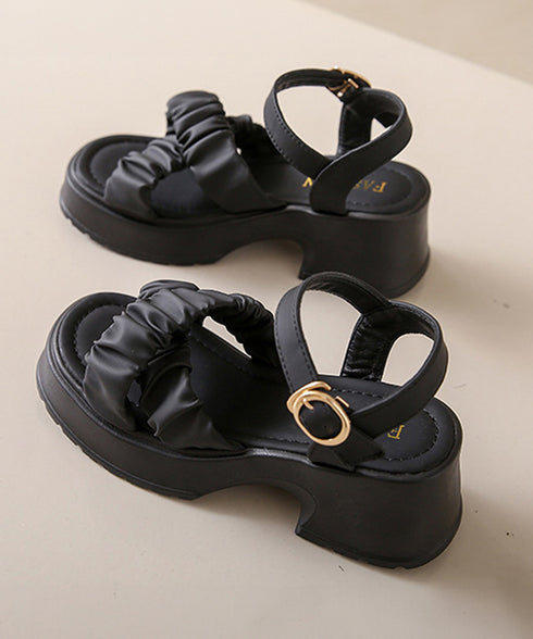 厚底サンダル 太ヒール クロスベルト 夏 レディース コンフォート チャンキーヒール 美脚 歩きやすい カジュアル シンプル 大人可愛いギャザー 海旅行 リゾート 99GYXC-092